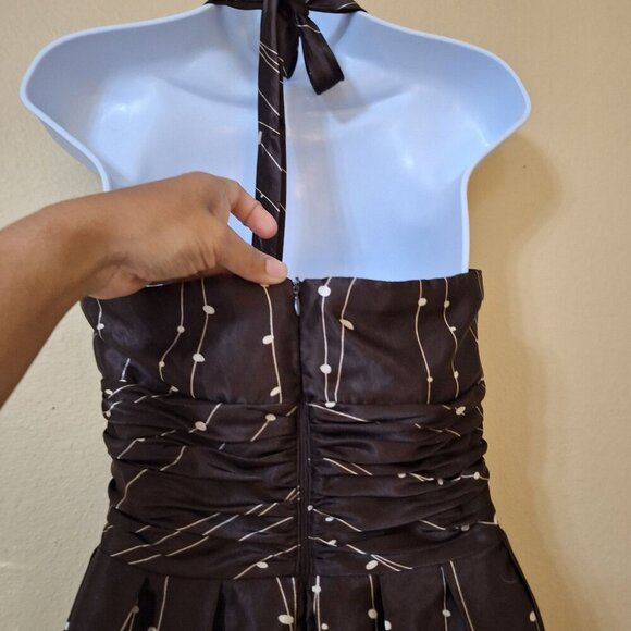 Vintage Jessica Howard Brown Halter Dress Babydoll Coquette Y2K Sz 8 - Picture 7 of 13